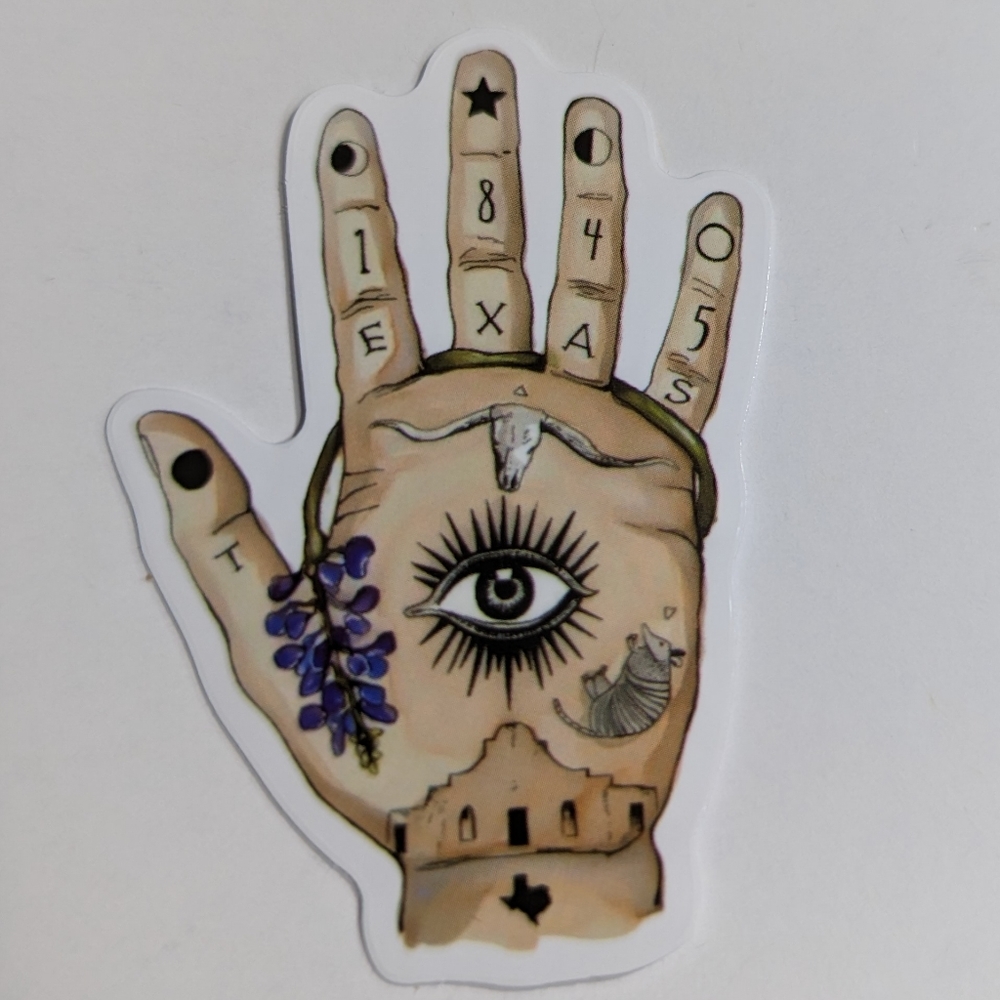 1845 Texas hand sticker